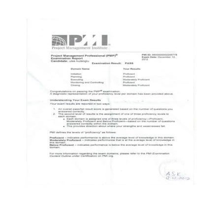 Pmp exam result | DOCX