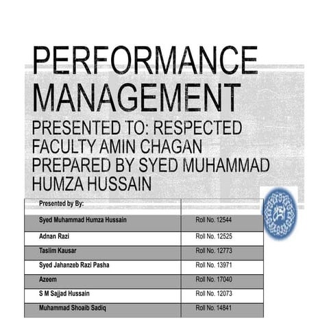 Performance management department (Importance) PPT