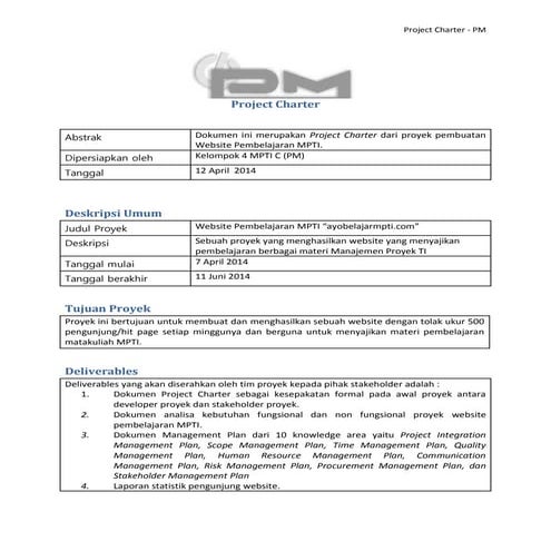 Pm project charter
