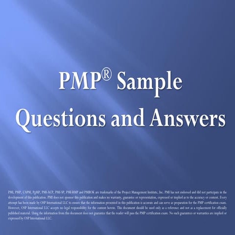 PMP® Sample Questions and Answers