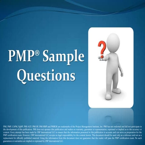 PMP Exam Sample Questions Set 1