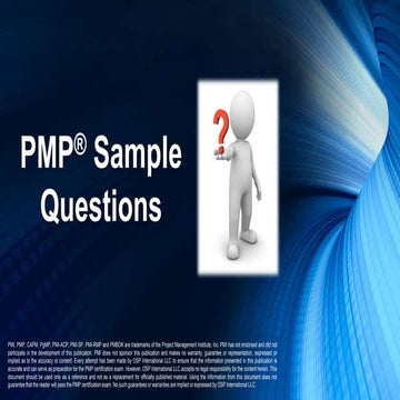 PMP Exam Sample Questions Set 7