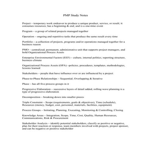 PMP Study Notes