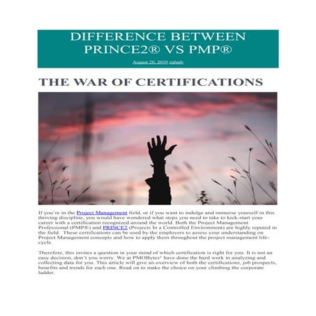 Pmp vs prince2 pmobytes | PDF