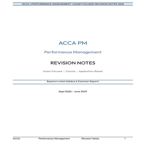 ACCA Performance Management Exam Revision Notes 2026: Key Strategies ...