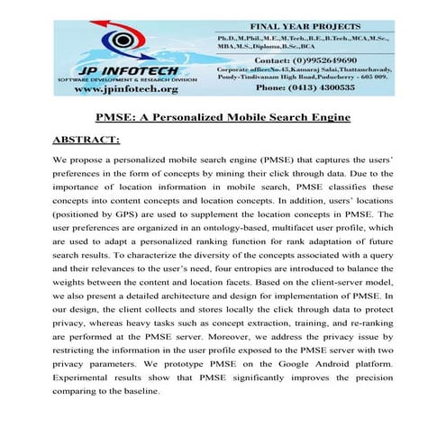 Pmse a personalized mobile search engine