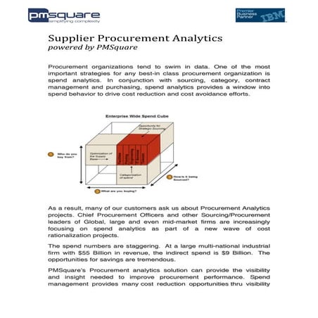 Supplier Procurement Analytics powered by PMSquare