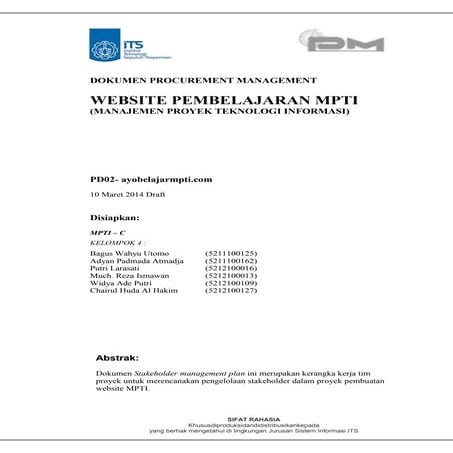 PM stakeholder management plan