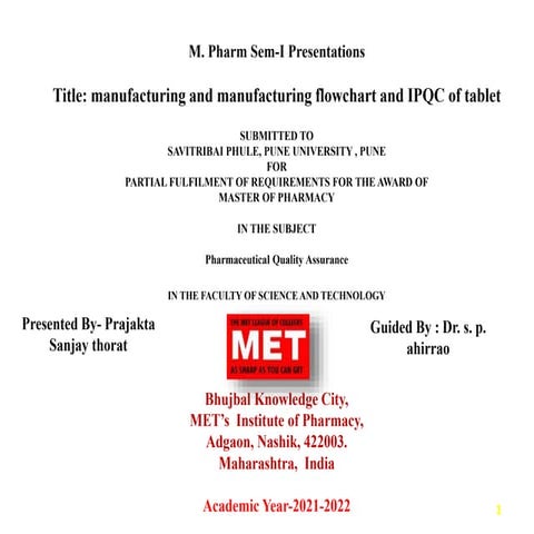 Pharmaceutical Manufacturing Technique PPT