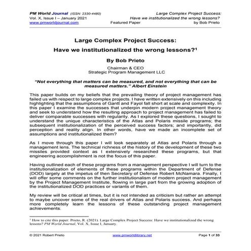 Large complex project success