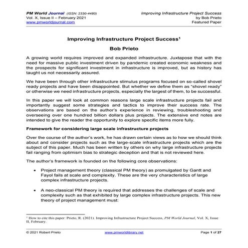 Improving infrastructure project success