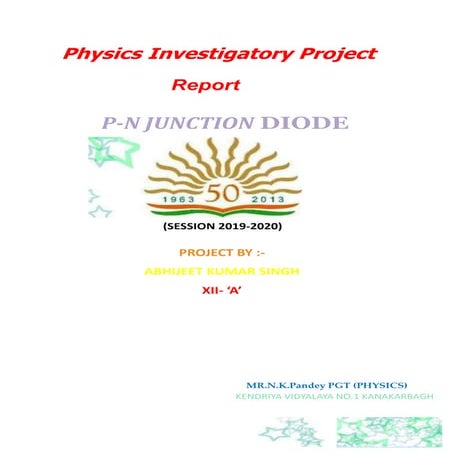 Pn junction diode class 12 investegatory project