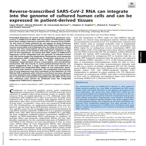 PNAS SARS COV 2 y el genoma humano