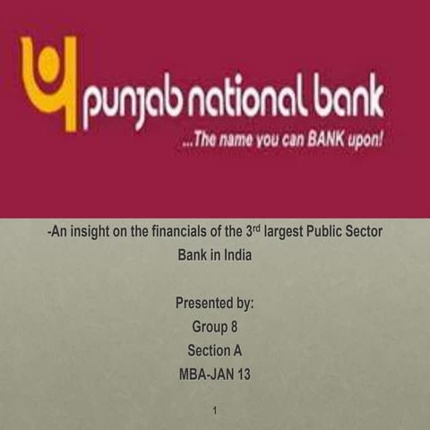 Punjab National Bank, Ratio Analysis and Industry Analysis. 