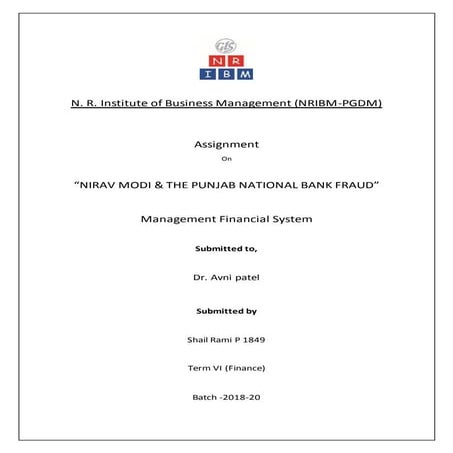 “NIRAV MODI & THE PUNJAB NATIONAL BANK FRAUD”