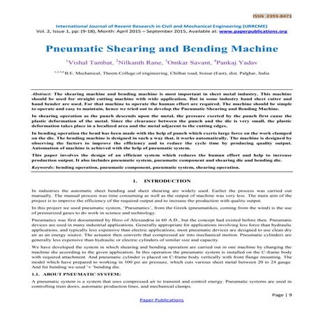 Pneumatic Shearing and Bending Machine