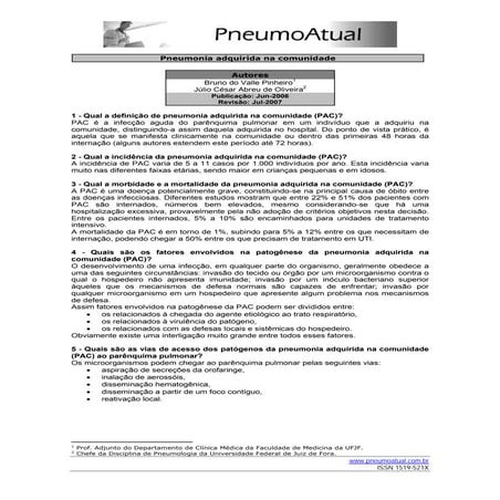 Pneumonia Adquirida Na Comunidade | PDF