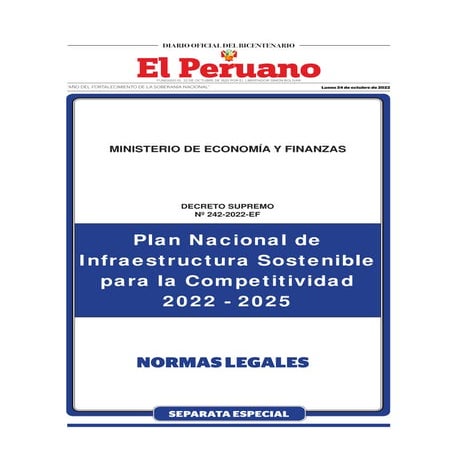 PNISC PLAN NACIONAL INFRAESTRUCTURA SOSTENIBLE COMPETIVIDAD DS 242 ...