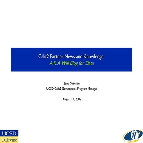 Calit2 Parnter News and Knowledge