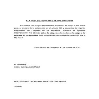 PNL PSOE Medidas de apoyo a la bici...