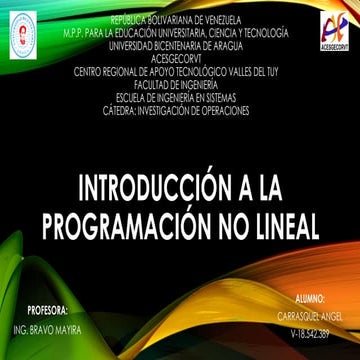 Introducción a la Programación No Lineal