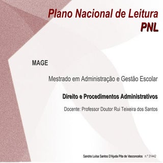 Plano Nacional de Leitura PNL  Doce...