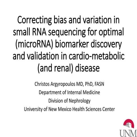 Correcting bias and variation in small RNA sequencing for optimal ...