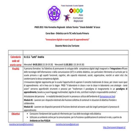 PNSD Corso base Scuola primaria Andria  "Lotti-Umberto I" Docente Prof.ssa Ma...