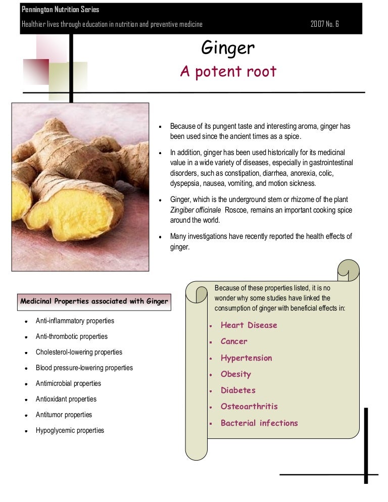 The health benefits of ginger