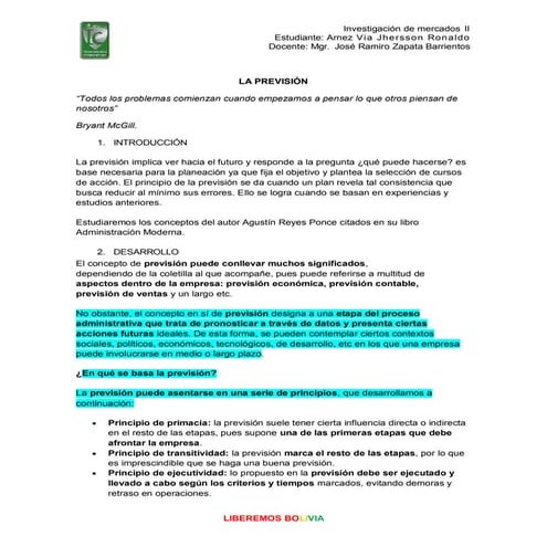 La prevision | PDF