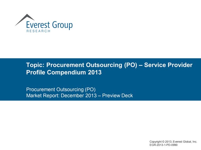 PO Service Provider Profile Compendium