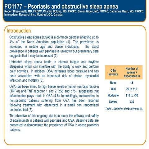 Psoriasis and obstructive sleep apnea
