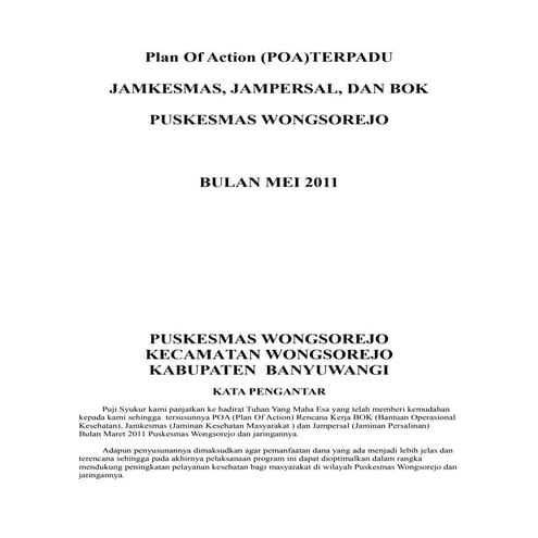 Poa puskemas wongsorejo