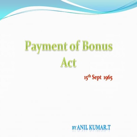 Payment of Bonus Act