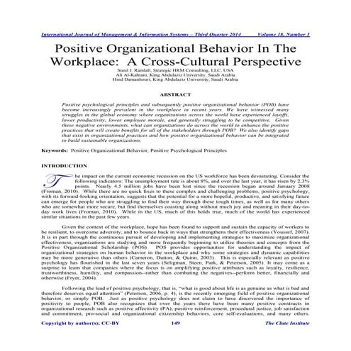 Pob in the workplace   a cross-cultural perspective