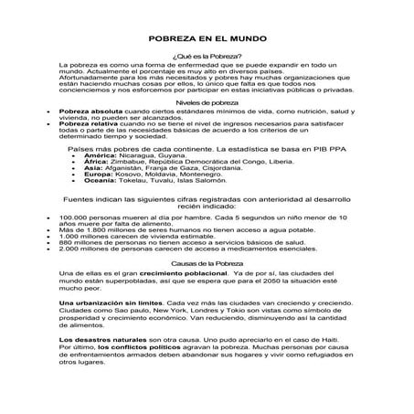 la pobreza en el mundo | PPT