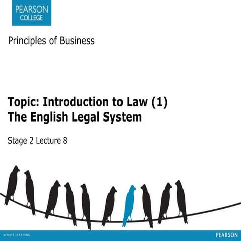 Pob stage 2 lecture 8 slides the english legal system
