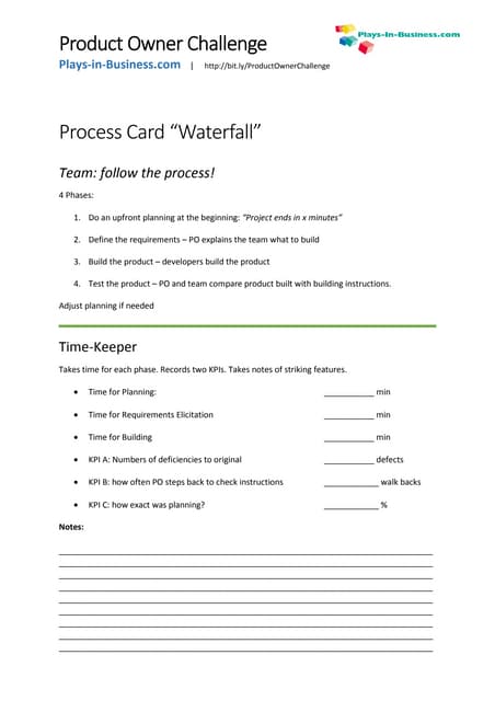 Product Owner Challenge 3.0 - Process cards