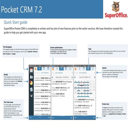 QuickGuide to using SuperOffice Pocket CRM