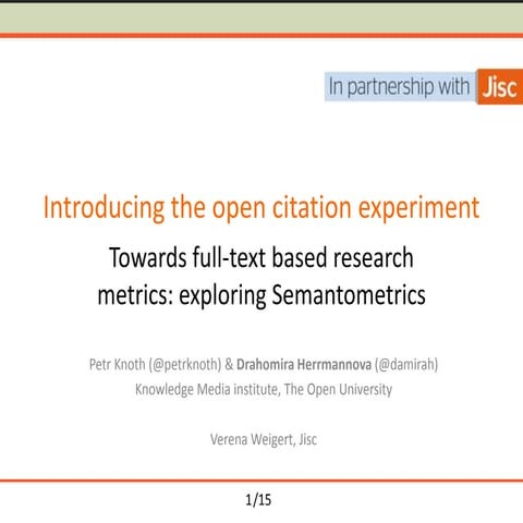 Introducing the open citation experiment - Jisc Digifest 2016
