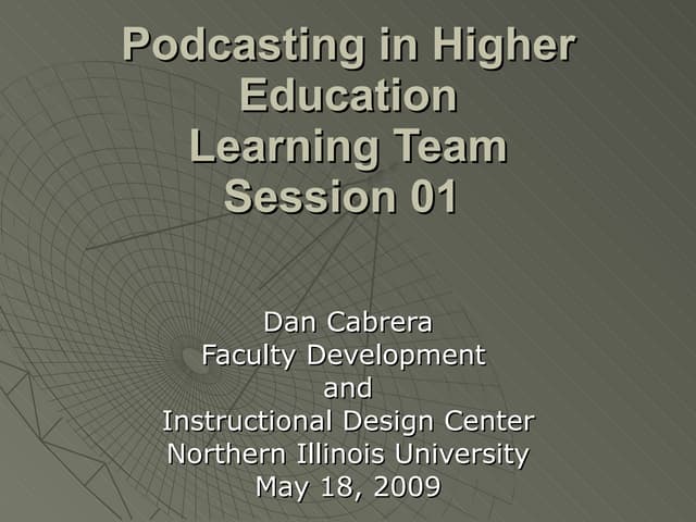 Podcasting In Higher Education Session01