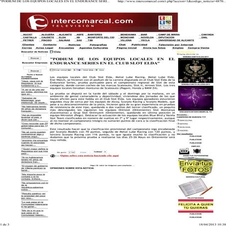 Podium de los equipos locales en el endurance series en el club slot elda