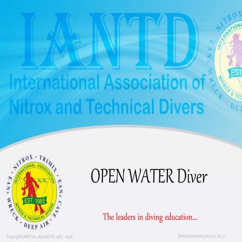Podstawowy kurs nurkowy owd prezentacja  iantd