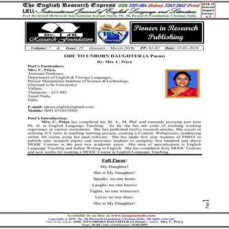 Poem   ode to unborn daughter