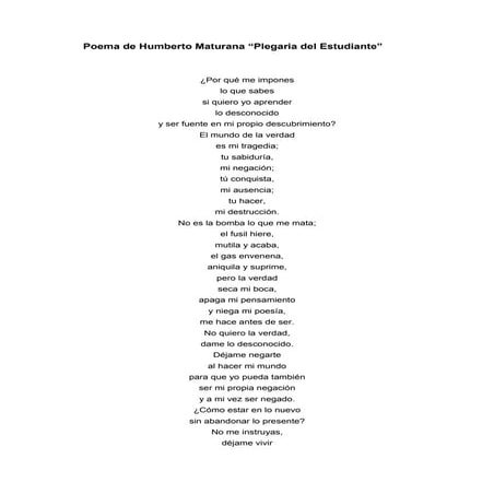 Poema de Humberto Maturana