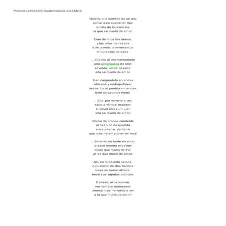 Poema la niña de guatemala de josé martí