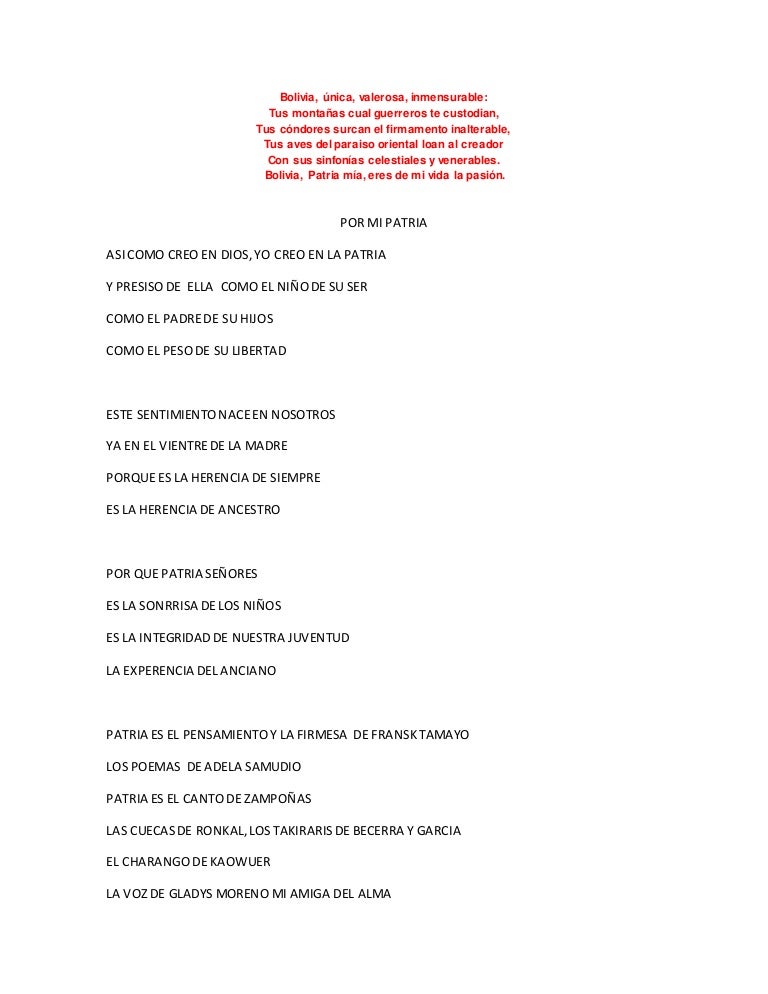 Poema mi patria bolivia