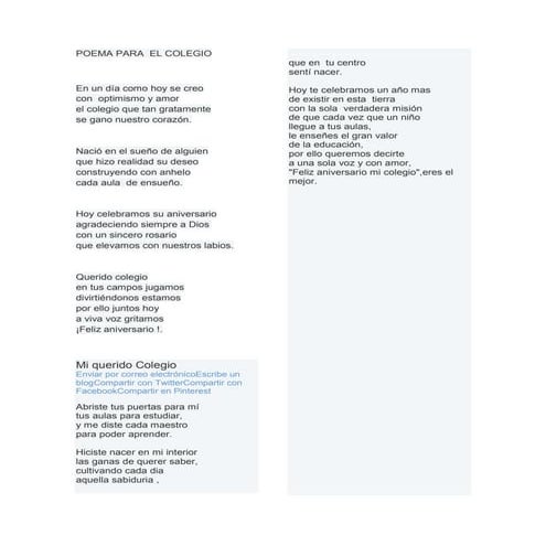 Poema para  el colegio