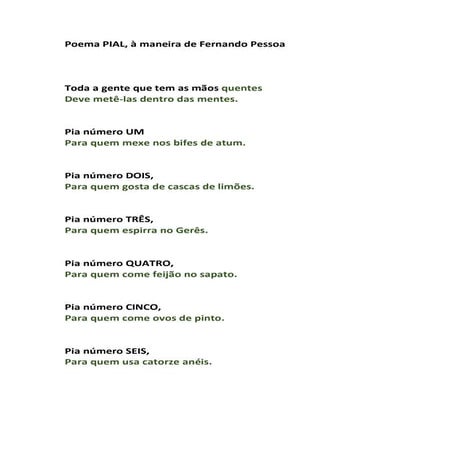 Poema PIAL grupos a e b