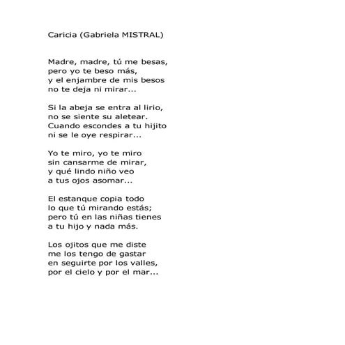 Poemas Gabriela Mistral Dia Madre